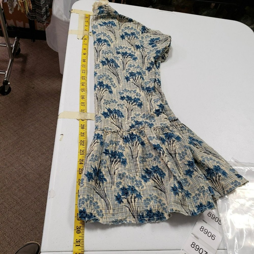 Free People Womens Boho Ruffle Tunic Top Size XS Blue Button Floral Short Sleeve - Picture 9 of 13
